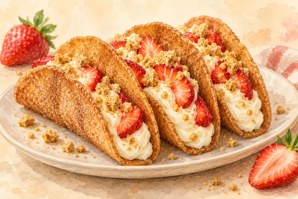 Illustration: Strawberry cheesecake tacos